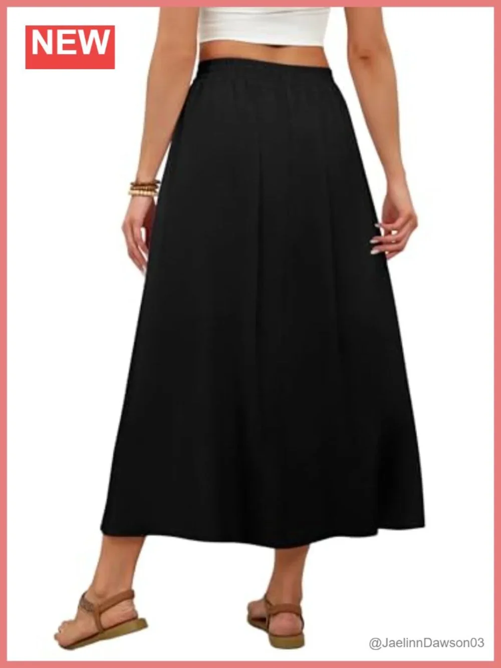 Women's Maxi Skirt with Pockets A-Line High Rise Boho Flowy